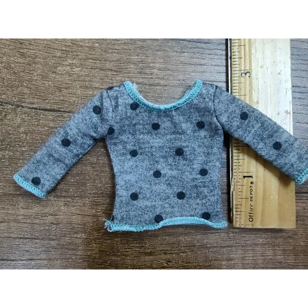 2017 Barbie Walk & Potty Pup Top Gray Black Polkadot Teal Trim